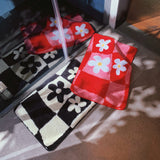 Tufting Grids Bathmat Chic Bathroom Rug Soft Fluffy Geometric Mat Carpet Floral Floor Anti Slip Pad Aesthetic Home Room Decor