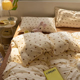 New Type A Aerobic Double Yarn Quilt Cover Knitted Cotton Printed Four-piece Duvet Set Skin Friendly Breathable Bedding