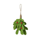 Non-woven Christmas Leaf Branch Pendant Lightweight Green Christmas Leaf Decoration with Red Berry Accent Christmas Tree Pendant