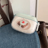 korea cute cake pattern transparent white polka dots earphone case for airpods 1 2 3 4 pro 2 wireless headphone cover