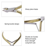 Stainless Steel Model D-501 Cuticle Nippers Gold Color Non-Slip Handle Professional Nail Cuticle Trimmer D-501 Model