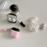 Korea Cute Black Polka Dots Soft Cover Case For Apple AirPdos 1 2 3 4 Pro 2 Earphone Protection Cases Cartoon Lovely Cat Pendant
