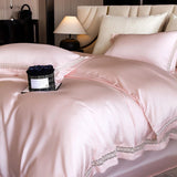 Lyocell Eucalyptus Fiber Soft Silky Cool Feeling Bedding Set Hollow Lace Wide Edge Duvet Cover Bed Sheet/Fitted Sheet Pillowcase