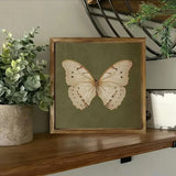 Framed Butterfly Wall Art Vintage Olive Green Home Decor Living Room Desktop Natural Insect Butterfly Decoration Idea Gift