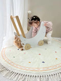 Tassel Round Living Room Large Area Carpets Cute White Children's Carpet Spotted Pattern Girl's Bedroom Rug Plush Soft Rugs 양탄자
