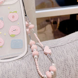 Simple Crystal Pearl Phone Chain Women Clay Beaded Phone Lanyard Devil's Eye Love Mobile Phone Strap Pendant Jewelry Accessories