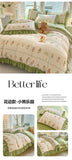 Fashion Flower Bedding Set Bed Sheet Cute Princess AB Double Sided Ruffle Flower Quilt Cover Pillowcase Bedclothes Home Textiles
