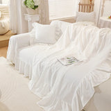 100% Cotton White Beige Sofa Cover Solid Color Washable Slipcovers for Living Room Outdoor Soft Non Slip Couch Covers for Sofas