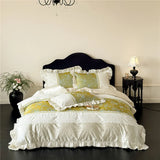 Princess Lace Style Soft Silky Luxury Bedding Set Duvet Cover Flat/Fitted Bed Sheet Pillowcase 4Pcs