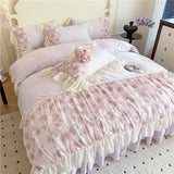 Princess Style Duvet Cover Sets with Lace Embroidery Bed Cover for Girls  Queen/King Size 이불커버 Soft Pink Bedding with Ruffles
