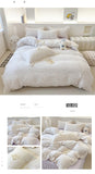Princess Style Print Bedding Sets Ruffle Lace Bow Quilt Cover Romantic Bedclothes Home Decor Woman Girl Bedroom Duvet Cover 4pcs
