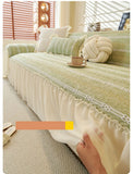 Elegant Solid Sofa Towel with Skirt Edge High-Quality All-Cover Easy-Care Dust Cover Four Seasons Home Textiles for Living Room