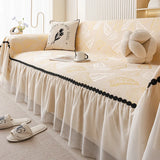 Summer Silky Sofa Towel with Skirt Edge Nordic Cool Non-Slip Seat Cushion for Living Room Comfort All Inclusive Home Textiles