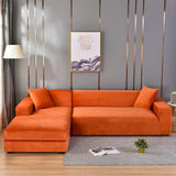 Solid Color Velvet Chenille Non-slip Sofa Cover, Elastic 1/2/3/4 Seater Thickened Full Coverage Slipcover Universal Fit L Shaped