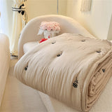 Embroidered Summer Quilt Washed Cotton Girl Home Comfortable Skin Friendly Soft Air-Conditioned Thin Quilted Queen Size Blankets