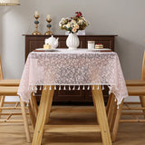 1pc  Elegant Lace Tablecloth with Tassels,Rural Fresh Jacquard Lace Tablecloth  Perfect for Dining & Parties,Family Gatherings