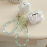 Fresh Flower Garden Butterfly Shell Texture Case For AirPods 1 2 3 4 Pro 2 Earphone funda with Floral Bracelet For AirPod Pro2