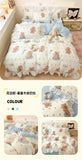 French Princess Lace Ruffles Bedding Set Washed Cotton Skin-friendly Duvet Cover Set with Sheet Soft Printed Flowers Quilt Cover