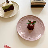 Ins Style Bow Dessert Plate High-end Solid Color Ceramic Disc Korean Underglaze Color Western Tableware Home Relief Bread Plates