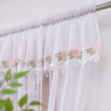 1PC French Floral Lace Sheer Curtain, Romantic Rose Trim Semi‑Transparent Gauze, For Living Room, Sweet Housewarming Gift