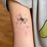 Temporary Tattoo Sticker Sweet Bow Star Tattoo Waterproof Long Lasting Non-Reflective Gentle Body Art for Women Students Daily W