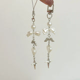 INS Korea Pearl Bow Knot Heart Charm Phone Pendant Crystal Wristband Keychain Bracelet Lanyard Cord