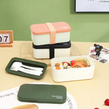 Child's Lunchbox with Tableware Portable Compartmentalized Bento Box School Snack Holder Microwave-safe Food Storage Container