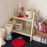 Desktop Cup Storage Rack Organizer Imitation Rattan Cup Rack Double-layer Coffee Corner Cup Sundries Storage Rack Kitchen Shelf