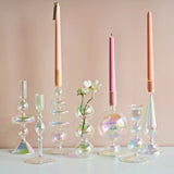 Glass Candle Holder Home Decor Nordic Rainbow Vase Flower Table Living Room Decoration Candlestick Holder for Wedding