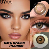 1 Pair Colored Contact Lenses Natural Brown 14.5mm Big Eyes Contacts Cosmetics Green Eye Color Lens Gray Lens Women Makeup