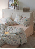Ele Floral Cotton Bedding Set 00% Pure Combed Cotton 4-Piece Bedding Set for Students Dormi 3-Piece Duvet Cover Bedding