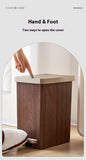 Wood Grain Garbage Bin High-end Household Garbage Storage Sealed with Lid Double Opening Design Kitchen and Bathroom Garbage Bin