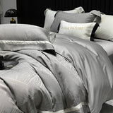 Luxury Satin Jacquard Bedding Set 1000TC Lyocell Cotton Soft Silky Duvet Cover Set Bed Sheet/Fitted Sheet Pillowcases 4Pcs