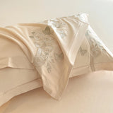 Embroidery Cotton Bedding Set Underwear Duvet Cover Set Bed Linens Solid Color RU SEA EU AU Size