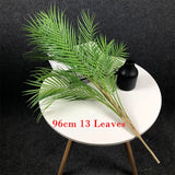 125cm Large Artificial Palm Tree Tropical Plants Branch Plastic Fake Leaves Green Monstera For Christmas Home Garden Room Decor