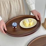 Decorative Serving Tray for Coffee Table and Home Decor Fruit Platter Round Wood Tray Serving Ware Food Dish Serving Platters