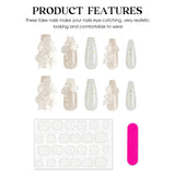 Press On Nails With 3D Crystal Butterfly Pearls Decor Handmade False Nails Aurora Transparent Flowers Fashion Fake Ballet Nails