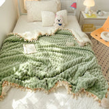 Nordic Fluffy Sofa Blanket Milk Fleece Fringed Ball Blanket Thickened Soft Lamb Fleece Sofa Cover Blanket Nap Home Bedroom Decor