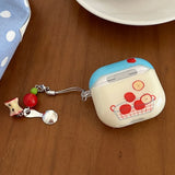 Fresh Lovely Blue Apple Smooth Soft Bluetooth Earphone Case For AirPods 4 3 2 1 Pro Pro 2 Protection Cover Cute Chain Pendant