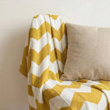 Two-Tone Wavy Knit Throw Blanket Suitable For Bedroom Sofa Luxury Blanket All Season Hollow Out Bed Cover Homestay Decoration