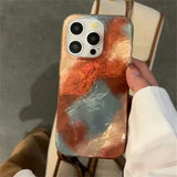 Korean Cute Dog Stripes Gradient Phone Case for IPhone 16 15 14 13 11 12 Pro Max Plus Lovely Puppy Vortex Pattern Cover Funda