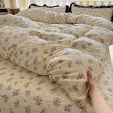 2025 new soft waxy waxy wash quilt cover Knitted double layer single bed sheet Little fresh polka dot bedding