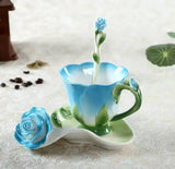 Family Afternoon Tea Ceramic Coffee Cup Set, High-quality Teapot , Creative Enamel Colored Handcrafted Rose Tea Set, Friend Gift