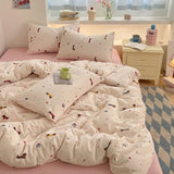 100% Cotton Bedding Set Cartoon Cute Animals Duvet Cover Set Bed Linen Flat Sheets Set 2 Pillowcases Single Double Queen Size