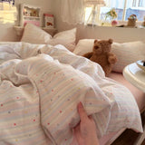 New aerobic three-layer yarn printing four-piece set skin-friendly and soft four-piece set of bedding in student dormitory