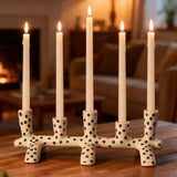 Ceramic Candelabra 5 Arms Candle Stick Holder Equipped Branched Candles Decorative Table Centerpiece Ornament Home Decoration
