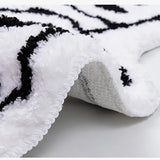 Tufting Black White Grids Bedside Rug Soft Geometric Carpet Bathroom Floor Pad Kids Room Bedroom Doormat Aesthetic Home Decor