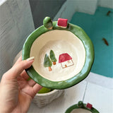 Cartoon Cute And Fun Tableware Kitchen Supplies Cartoon House Printing 3D Decoration Yogurt Breakfast Bowl Christmas Gift Plate