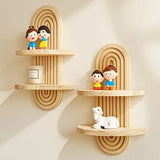 Bohemian Style Arched Wall Frame Wooden Floating Rack Plants Vases Candle Holders Shelf Living Room Wall Decor Home Decoration