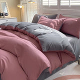 Solid Color Duvet Cover Set 100% Washed Cotton Bedding Set Super Soft Comfortable Lightweight Comforter Cover with 2 Pillowcases